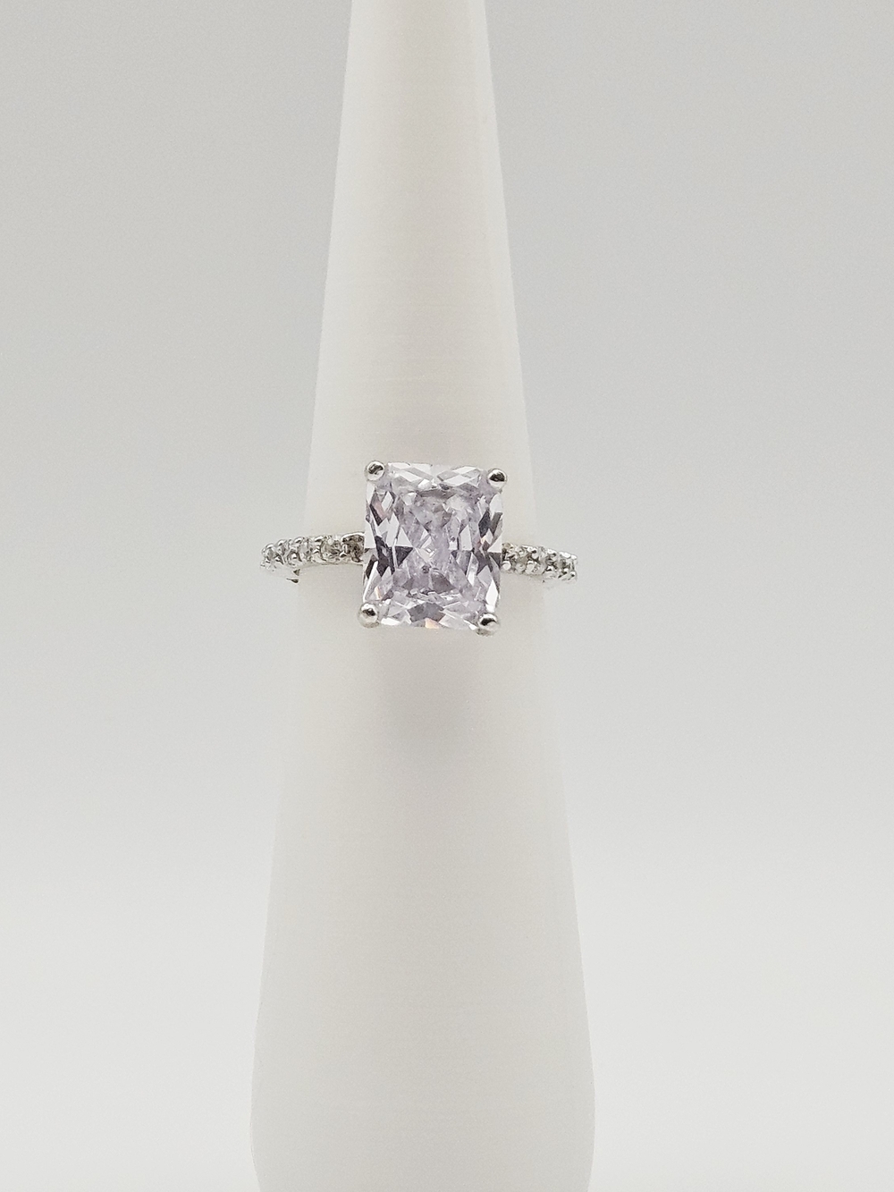 Delicate Sterling Silver Ring with Cushion Gemstone